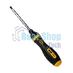 Двухсторонняя отвертка с трещеткой Deli DL626011 PH2+SL6x180 мм 6/PH2x180мм. Материал биты: Cr-V. Общая длина: 180-230 мм. Диаметр хвостовика: 6,3 мм.