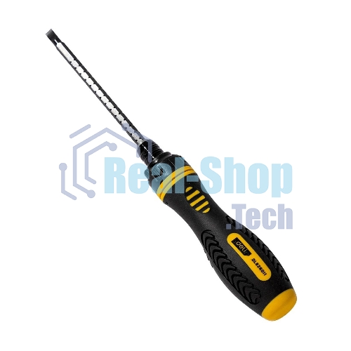 Двухсторонняя отвертка с трещеткой Deli DL626011 PH2+SL6x180 мм 6/PH2x180мм. Материал биты: Cr-V. Общая длина: 180-230 мм. Диаметр хвостовика: 6,3 мм.