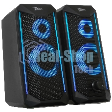 Акустическая система 2.0 Qumo Tornado AS008, 15 ВТ, объемное звучание, управляемая многорежимная RGb подсветка, USB/Jack 3,5мм