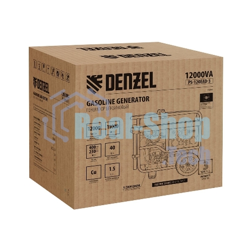 Электрогенератор бензиновый Denzel PS-120EAD-3, 12 кВт, 110 дБ, 180 кг