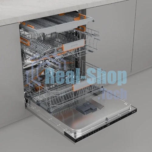 Посудомоечная машина встраиваемая Gorenje GV673B65 16 комплектов, 3 корзины, инверторный мотор, отсрочка старта, Wi-Fi управление, сенсорное управление, полный AquaStop, сенсор уровня воды, энергоэффективность А+++, уровень шума 42 дБ, белый