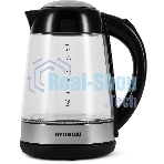 Чайник электрический Hyundai HYK-G3803 1.7 л, 2200 Вт, черный/серебристый (корпус: стекло)
