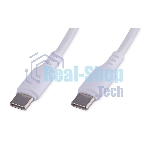 Кабель USB2.0 Cablexpert CC-USB2-CMCM-100-1M-W, Type-C/Type-C, 5A, 100Вт, PD/QC3.0, медь, 1м, белый, пакет