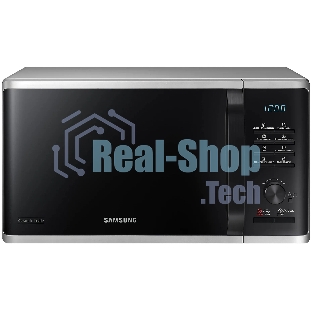 Микроволновая печь Samsung MG23K3515AS/BW серебристый/черный, 23 л, 800 Вт, переключатели - кнопки, поворотный механизм