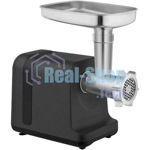 Мясорубка электрическая Rondell RDE-1456 черный, 3000 Вт, 2.5 кг/мин, реверс, защита от перегрузки, металлический лоток, насадки - 5