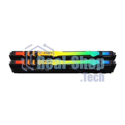 Оперативная память Kingston Fury Beast, DDR4, 16GB (2x8GB), 3200MHz, CL16, DIMM, с радиатором, RGB, черный