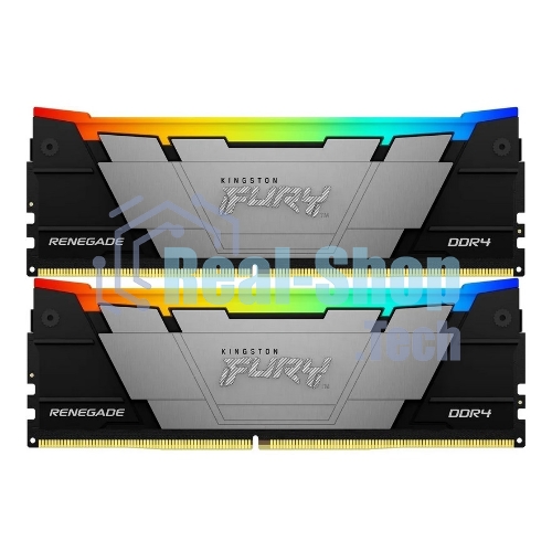 Оперативная память Kingston Fury Renegade, DDR4, 32GB (2x16GB), 3200MHz, CL16, DIMM, с радиатором, RGB, серебристый/черный