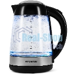 Чайник электрический Hyundai HYK-G3803 1.7 л, 2200 Вт, черный/серебристый (корпус: стекло)