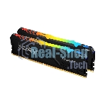 Оперативная память Kingston Fury Beast, DDR4, 16GB (2x8GB), 3200MHz, CL16, DIMM, с радиатором, RGB, черный