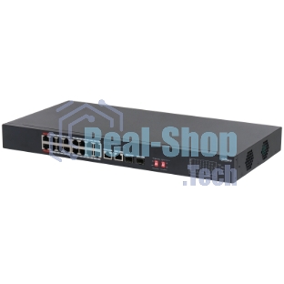 Коммутатор Dahua DH-S3218-16ET-190, 16×100 Мбит/с + 2×1 Гбит/с Combo, неуправляемый