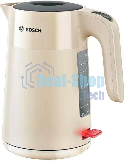 Электрочайник Bosch TWK 2M167 бежевый, 1.7 л, 2400 Вт, скрытый нагревательный элемент