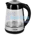 Чайник электрический Hyundai HYK-G3803 1.7 л, 2200 Вт, черный/серебристый (корпус: стекло)