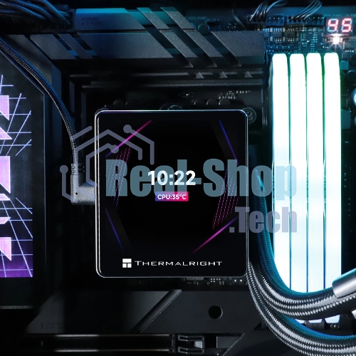 Водяное охлаждение для процессора Thermalright Grand Vision 240 (240mm, LED, Black, ARGB/Fans: 2x120mm, 80.45CFM, 29.4dBA, 2150RPM/Pump height 72.5mm, 6400RPM, Rad thickness 27mm/S: 1700, 1200, 1851, 115X, 2011, 2066, AM5, AM4)