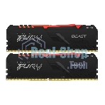 Оперативная память Kingston Fury Beast, DDR4, 16GB (2x8GB), 3200MHz, CL16, DIMM, с радиатором, RGB, черный