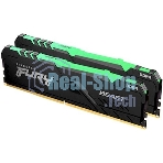 Оперативная память Kingston Fury Beast, DDR4, 16GB (2x8GB), 3200MHz, CL16, DIMM, с радиатором, RGB, черный