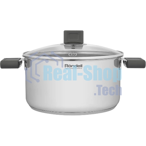 Кастрюля Rondell Quadro RDS-1597, 5.1 л, 24 см, с крышкой, сталь