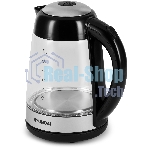 Чайник электрический Hyundai HYK-G3803 1.7 л, 2200 Вт, черный/серебристый (корпус: стекло)