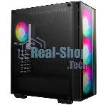 Компьютерный корпус Deepcool MATREXX 55 V4 без БП, боковое окно (закаленное стекло), 3xARGb LED 140мм вентилятора спереди, 1xARGb LED 120мм вентилятор сзади, черный, ATX