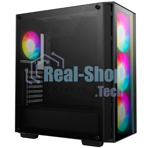 Компьютерный корпус Deepcool MATREXX 55 V4 без БП, боковое окно (закаленное стекло), 3xARGb LED 140мм вентилятора спереди, 1xARGb LED 120мм вентилятор сзади, черный, ATX