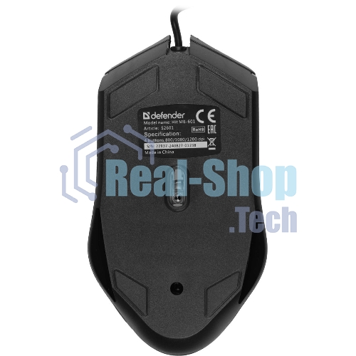 Мышь проводная Defender Hit MB-601 черный, 1200 dpi, USB, кнопки - 4