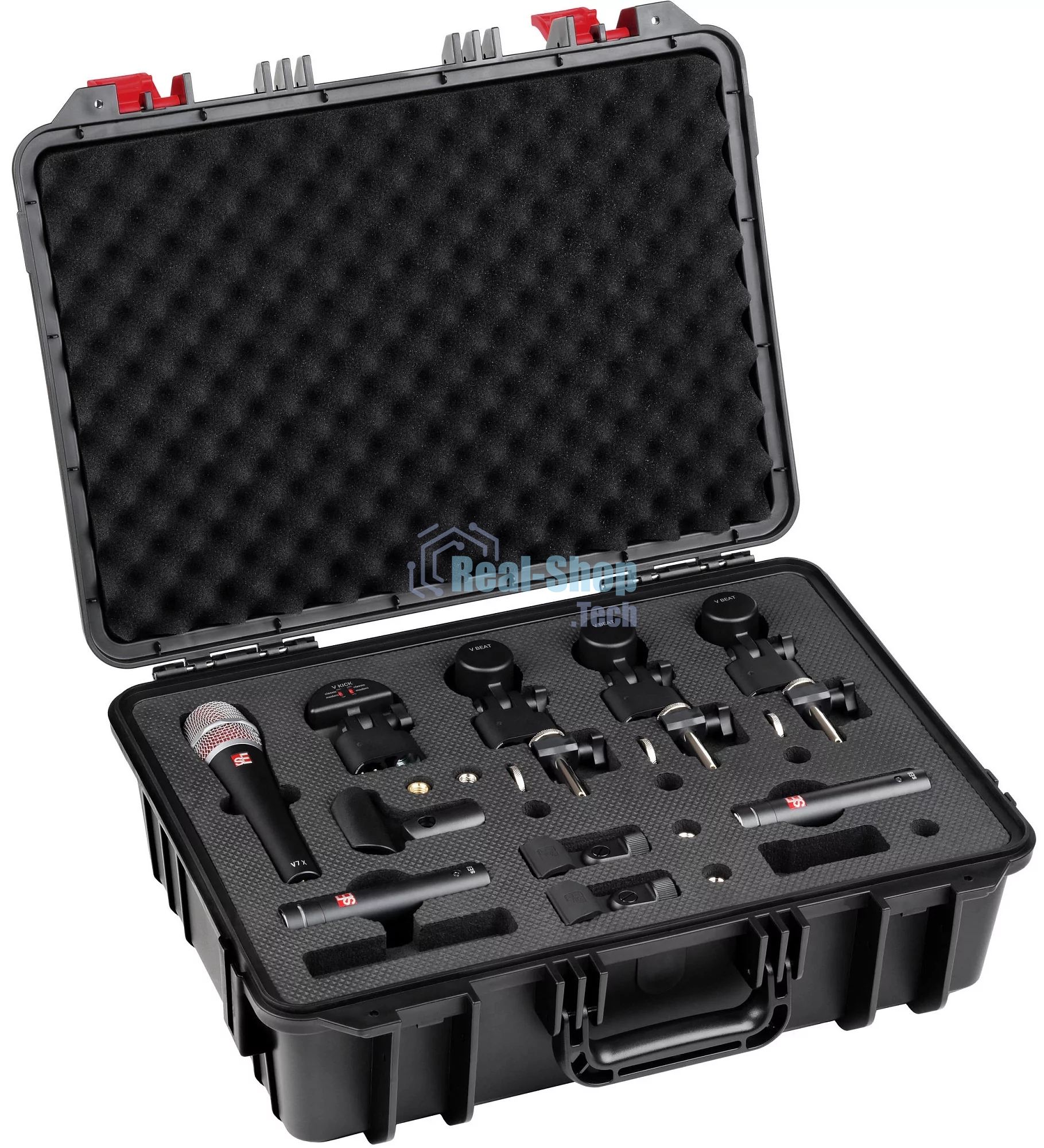 Набор микрофонов для ударной установки sE Electronics V PACK ARENA 1 х микрофон V KICK, 3 х микрофона V BEAT, 3 х крепления V CLAMP, 1 х микрофон V7 X, 2 х конденсаторных микрофона sE8, пластиковый кейс