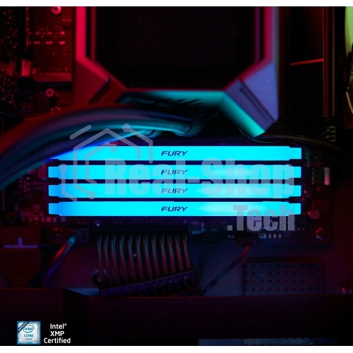 Оперативная память Kingston Fury Beast, DDR4, 32GB (2x16GB), 3600MHz, CL18, DIMM, с радиатором, RGB, черный