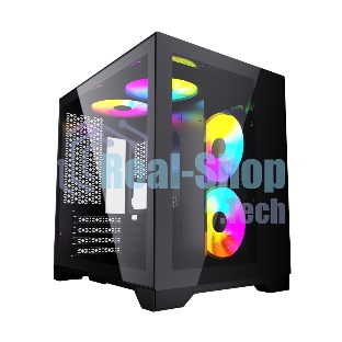 Компьютерный корпус Powercase Vision Micro, Black, Tempered Glass, 4х 120мм 5-color fan, черный, mATX (CVBM-L4)