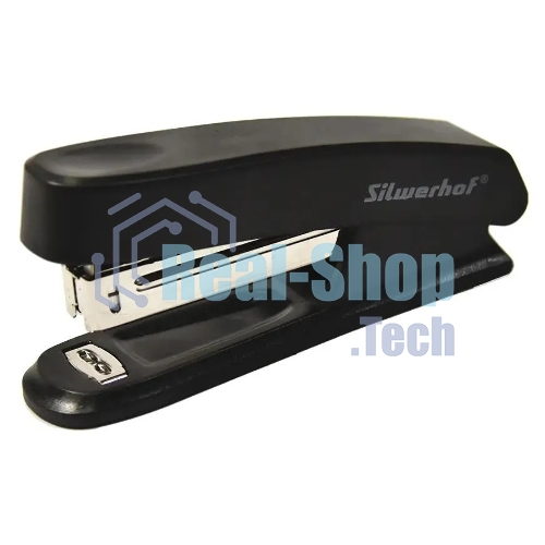 Степлер Silwerhof 401072-01 N10 (12листов) черный 50скоб пластик закрытый коробка