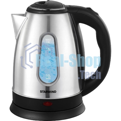 Чайник электрический Starwind SKS2100 1.8 л, 1700 Вт, черный/прозрачный корпус: стекло