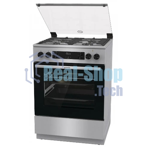 Плита комбинированная Gorenje GKS6C72XF серебристый, конфорок 4 газовых, духовка 71 л, 60 см x 85 см x 60 см