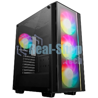 Компьютерный корпус Deepcool MATREXX 55 V4 без БП, боковое окно (закаленное стекло), 3xARGb LED 140мм вентилятора спереди, 1xARGb LED 120мм вентилятор сзади, черный, ATX