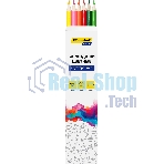 Карандаши цветные Silwerhof Color двухцветные 2.8м м, круглый профиль, дерево, ассорти, 12 цветов, коробка с европодвесом (6 шт)