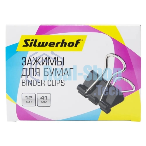 Зажимы Silwerhof 510017 сталь 41мм черный (упаковка: 12 шт) картонная коробка