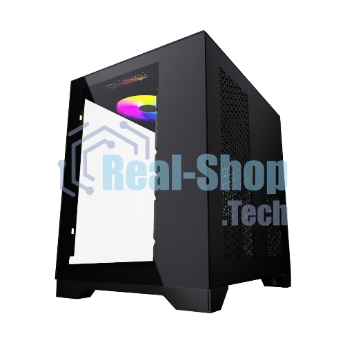Компьютерный корпус Powercase Vision Micro, Black, Tempered Glass, 4х 120мм 5-color fan, черный, mATX (CVBM-L4)