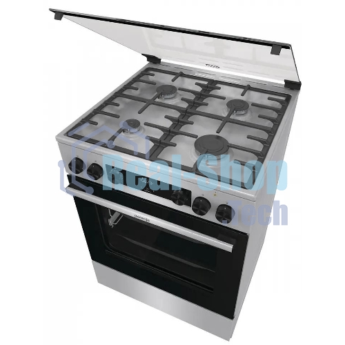 Плита комбинированная Gorenje GKS6C72XF серебристый, конфорок 4 газовых, духовка 71 л, 60 см x 85 см x 60 см