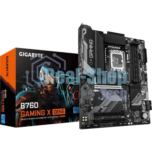 Материнская плата Gigabyte B760 GAMING X GEN5, LGA1700, Intel B760, 4xDDR5, 4xSATA, 3xM.2, 1xPCIe 5.0 x16, 2xPCIe 3.0 x1, 1xHDMI, 1xDP, 1x2.5Gb LAN, 1xUSB-C 5Gbps, 1xUSB-A 10Gbps, 1xUSB-A 5Gbps, 5xUSB-A 2.0, 6x3.5 мм, 7.1, ATX