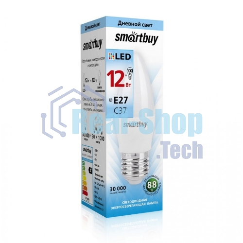 Светодиодная (LED) лампа Smartbuy-C37-12W/4000/E27