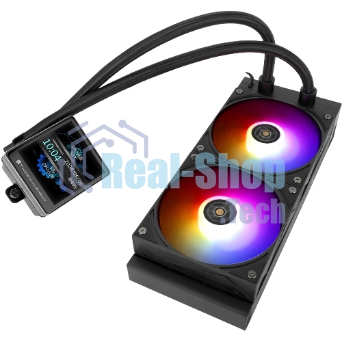 Водяное охлаждение для процессора Thermalright Grand Vision 240 (240mm, LED, Black, ARGB/Fans: 2x120mm, 80.45CFM, 29.4dBA, 2150RPM/Pump height 72.5mm, 6400RPM, Rad thickness 27mm/S: 1700, 1200, 1851, 115X, 2011, 2066, AM5, AM4)