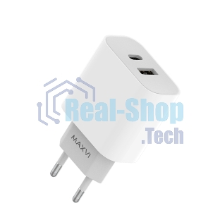 Сетевое зарядное устройство Maxvi CHL-602PD 30W, 6A, QC 3.0, 1xUSB-A, 1xUSB-C, белый