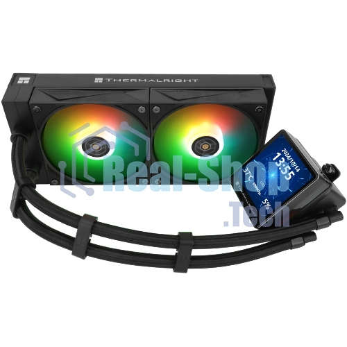 Водяное охлаждение для процессора Thermalright Grand Vision 240 (240mm, LED, Black, ARGB/Fans: 2x120mm, 80.45CFM, 29.4dBA, 2150RPM/Pump height 72.5mm, 6400RPM, Rad thickness 27mm/S: 1700, 1200, 1851, 115X, 2011, 2066, AM5, AM4)