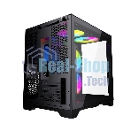 Компьютерный корпус Powercase Vision Micro, Black, Tempered Glass, 4х 120мм 5-color fan, черный, mATX (CVBM-L4)