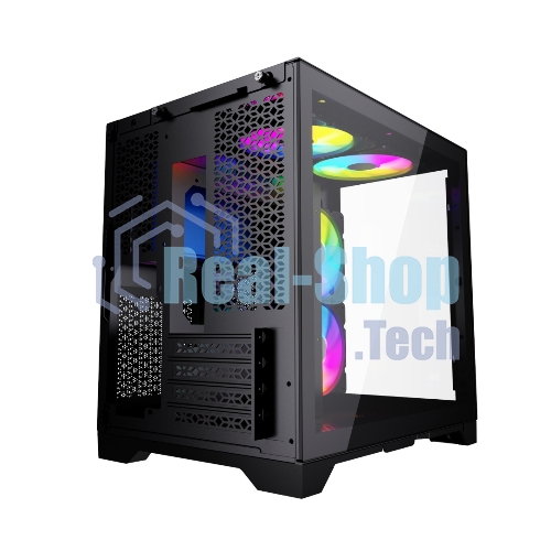 Компьютерный корпус Powercase Vision Micro, Black, Tempered Glass, 4х 120мм 5-color fan, черный, mATX (CVBM-L4)