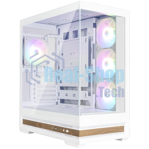 Компьютерный корпус ZALMAN P40 NAMU, ATX, белый, WINDOW, WOODEN ELEMENTS, 2xCombo(2.5” or 3.5”), 1xUSB TYPE-C, 2xUSB 3.0, SIDE 3x120мм ARGB, REAR 1x120мм ARGB