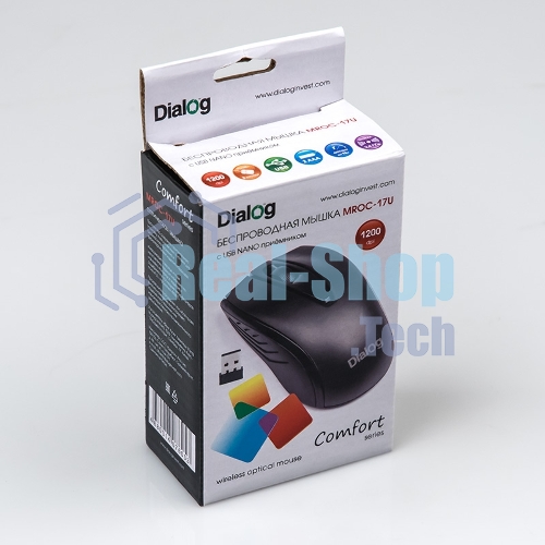 Мышь беспроводная Dialog Comfort MROC-17U черный, 1200 dpi, радиоканал, USB, кнопки - 3