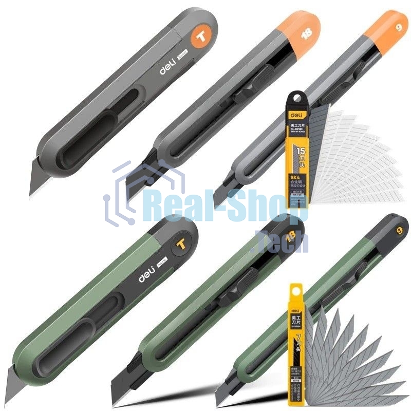 Набор технических ножей Home Series Green Deli HT4003L (ножи 9мм+18мм+Т-образный), эксклюзивный дизайн, корпус из высококачественного софттач пластика