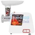Мясорубка электрическая Willmark WMG-2043JW белый, 2000 Вт, 2.4 кг/мин, реверс, защита от перегрузки, насадки - 5