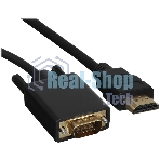 Кабель GoPower HDMI (m)-VGA (m) 1м черный Premium Zip-Lock c подвесом (1/200)