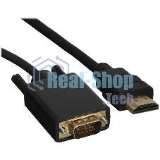 Кабель GoPower HDMI (m)-VGA (m) 1м черный Premium Zip-Lock c подвесом (1/200)