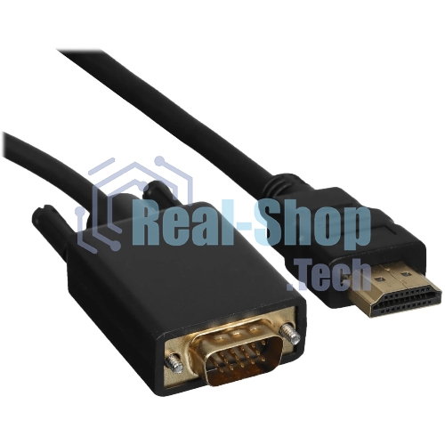 Кабель GoPower HDMI (m)-VGA (m) 1м черный Premium Zip-Lock c подвесом (1/200)