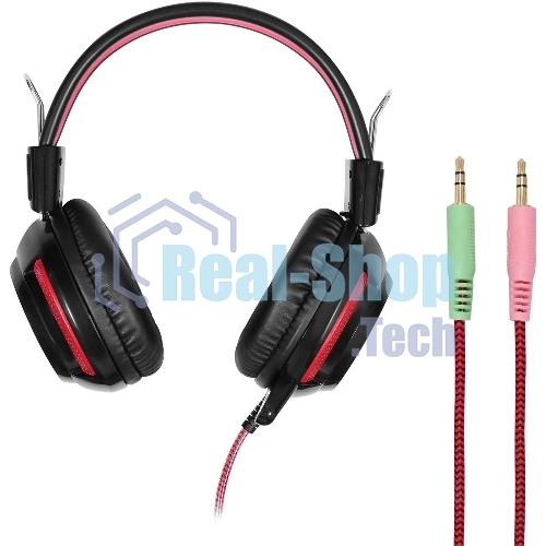 Проводные наушники Oklick HS-G300 черный/красный, полноразмерные, Jack 3.5 мм